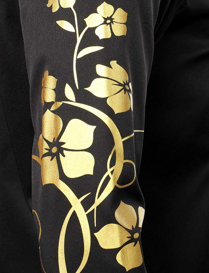 Chemise boutonnée décontractée à manches longues et à fleurs pour hommes