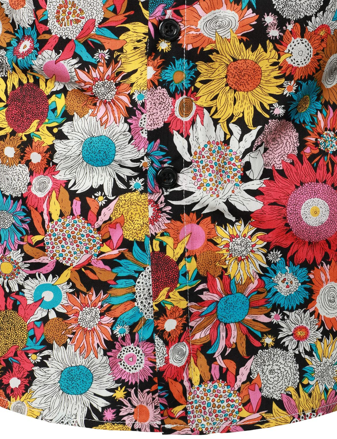 Chemise habillée à manches longues en coton fleuri pour hommes boutonnée des années 70