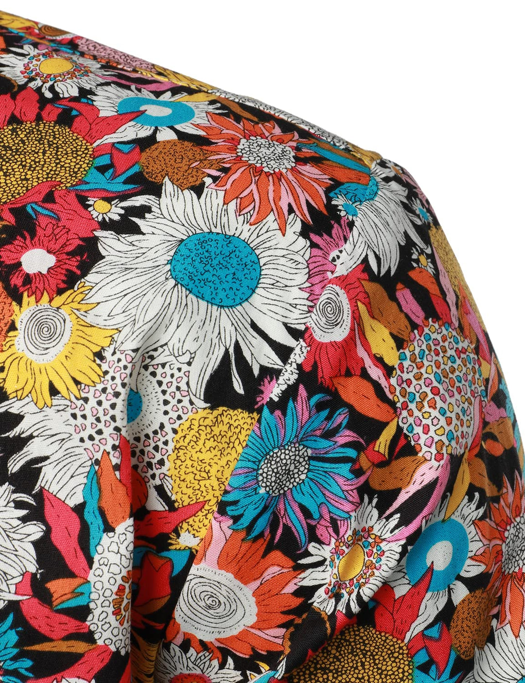 Chemise habillée à manches longues en coton fleuri pour hommes boutonnée des années 70