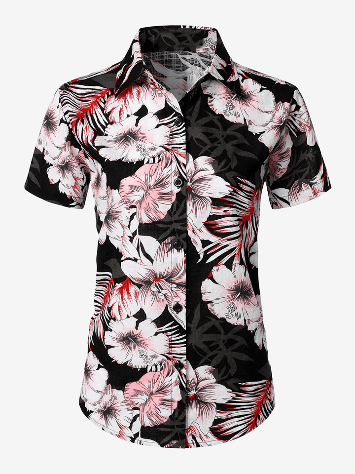 Chemisier imprimé Floral pour femmes, chemise hawaïenne en coton à manches courtes, chemise Aloha de plage et d&