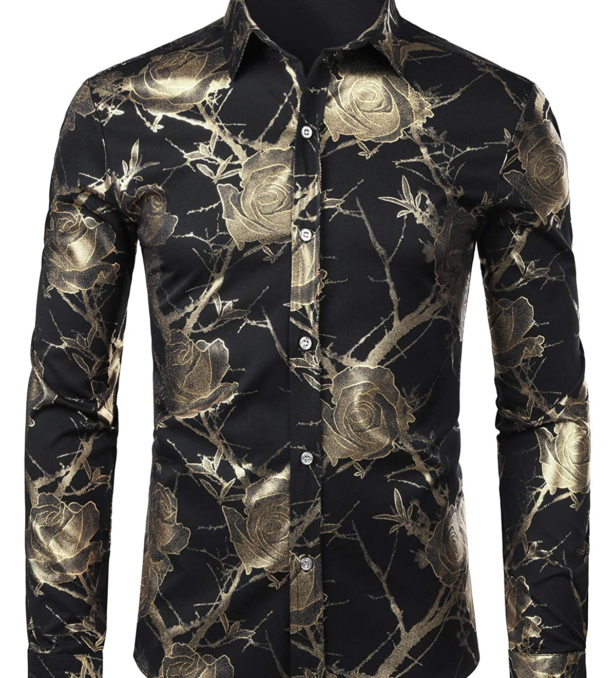 Chemise à manches longues à imprimé floral pour hommes