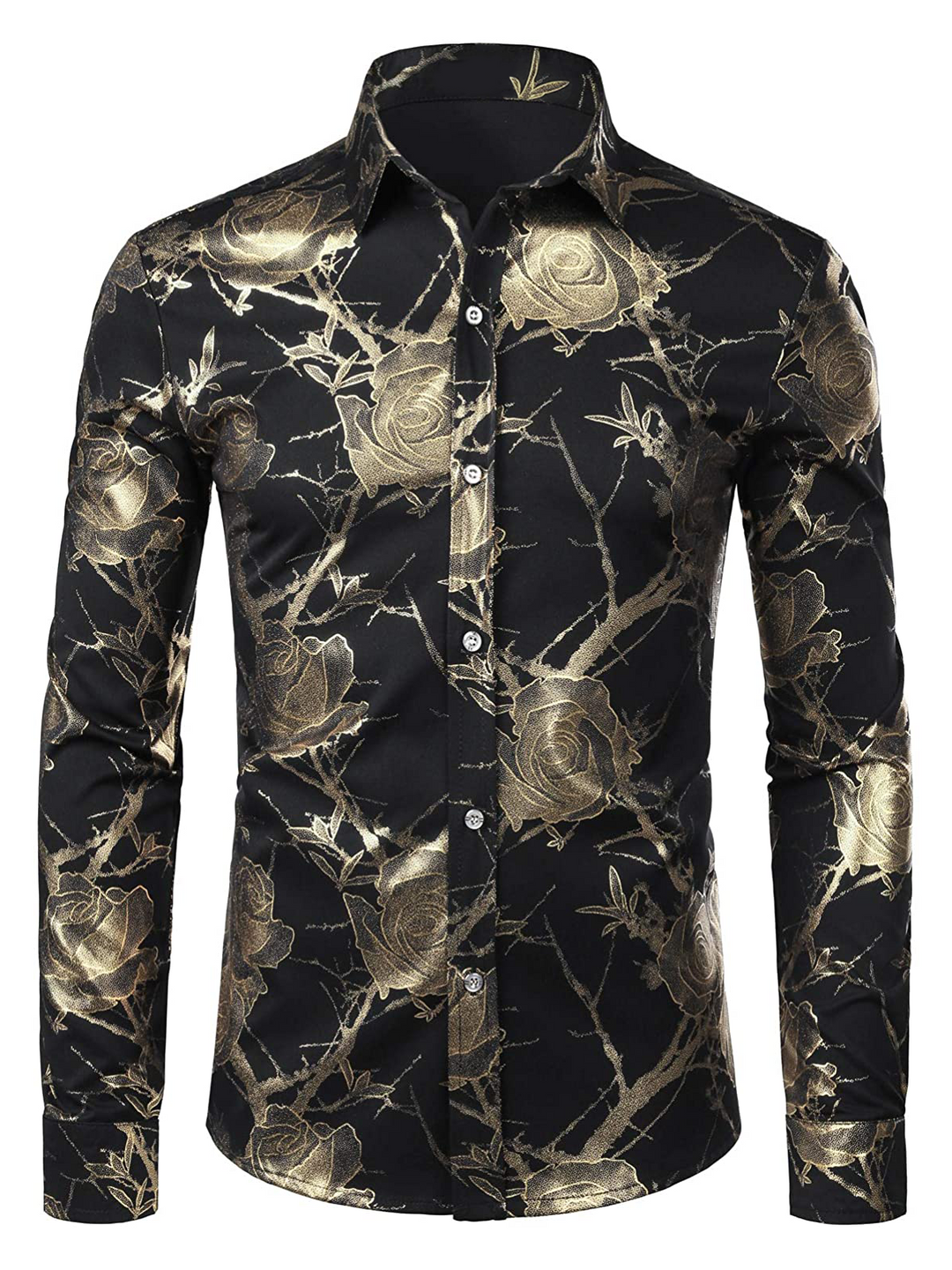 Chemise à manches longues à imprimé floral pour hommes