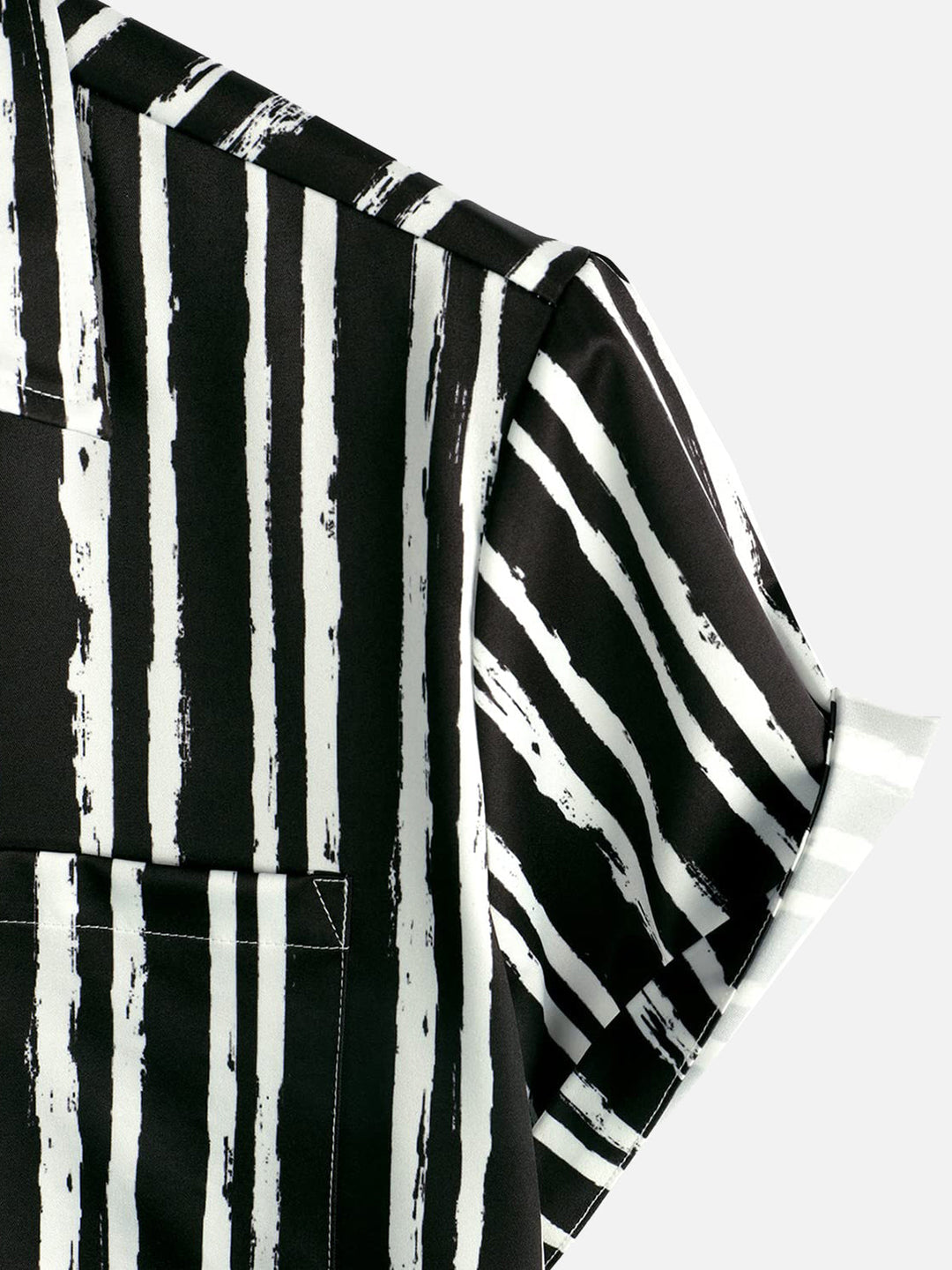 Chemise hawaïenne noire à manches courtes avec poche imprimée de plantes tropicales pour hommes