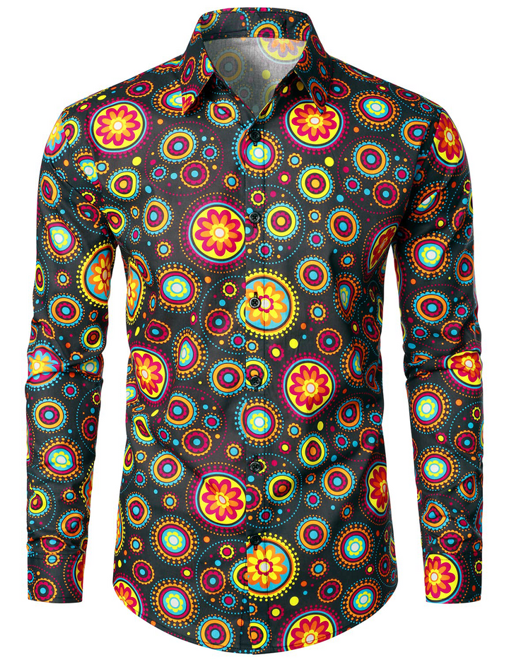 Chemise habillée à manches longues en coton respirant à motif cachemire floral pour hommes