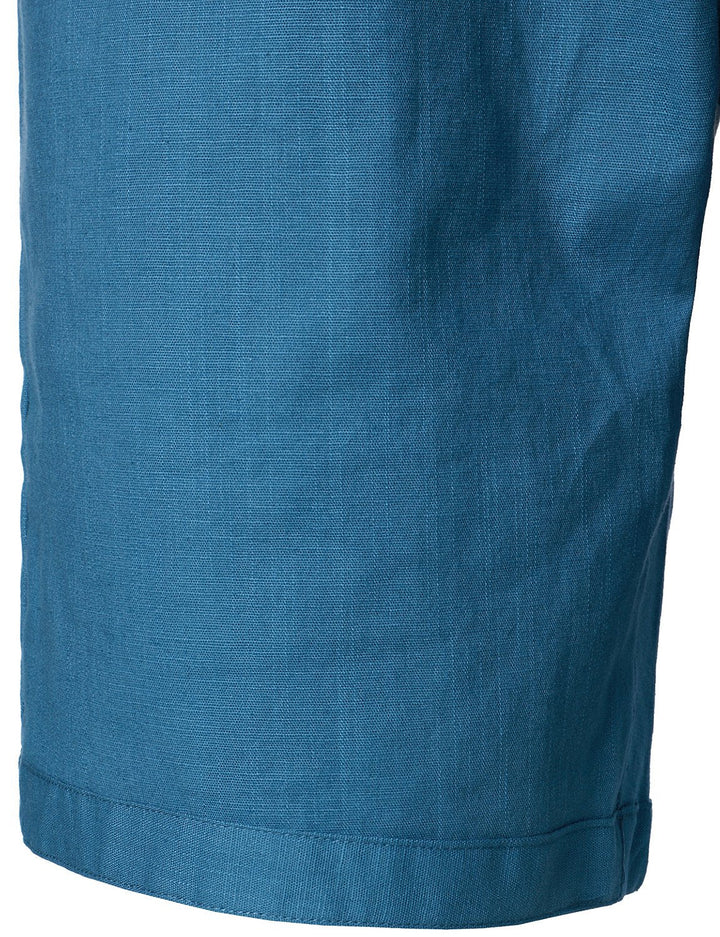 Short décontracté en lin et coton pour hommes, taille élastique, ample, couleur unie