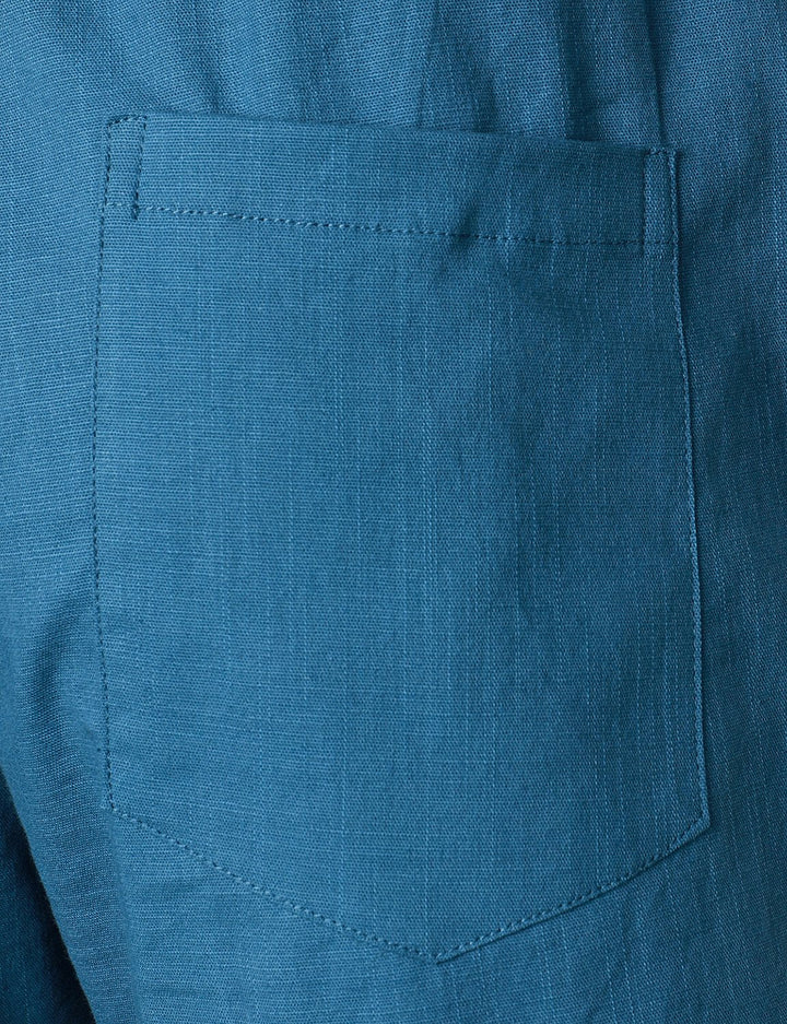 Short décontracté en lin et coton pour hommes, taille élastique, ample, couleur unie