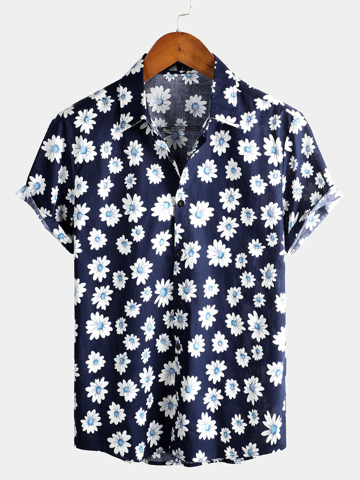 Chemise Hawaïenne à Manches Courtes Noire pour Homme