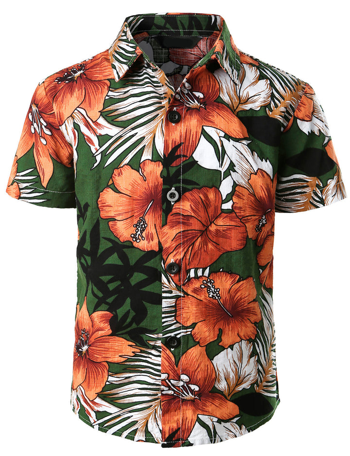 Chemise blanche à manches courtes pour enfants, motif ananas, motif tropical, vacances, plage, Aloha