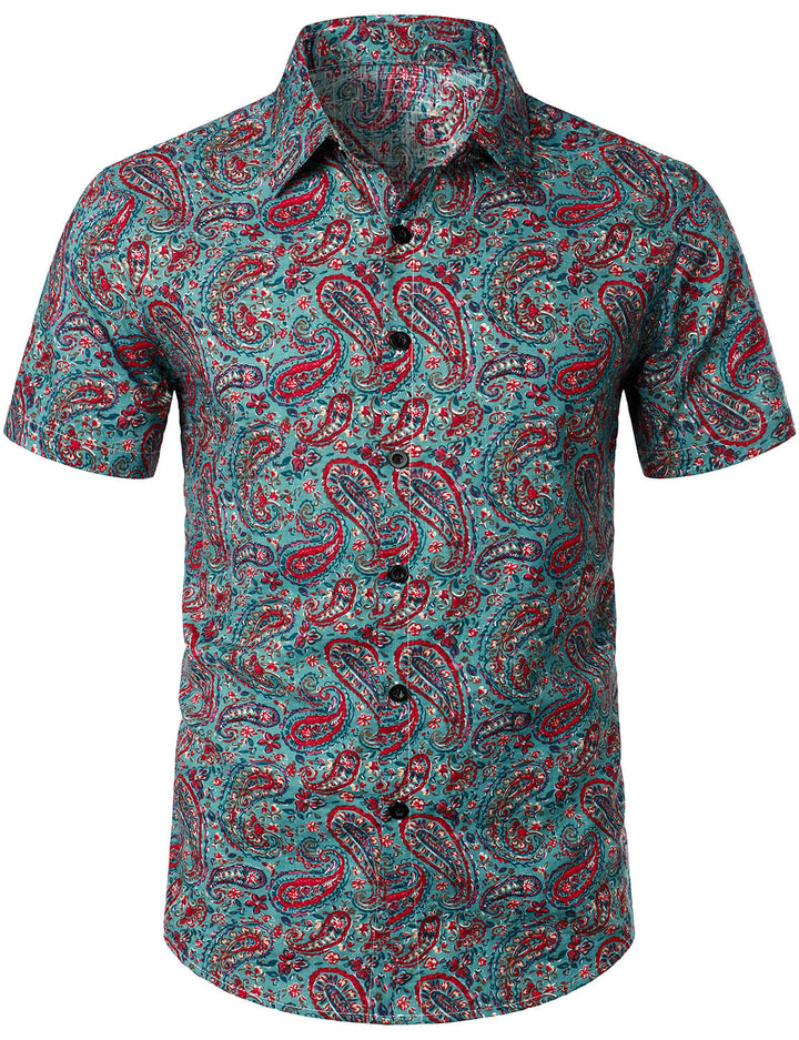 Chemise rétro années 70 en coton Paisley Vintage pour homme