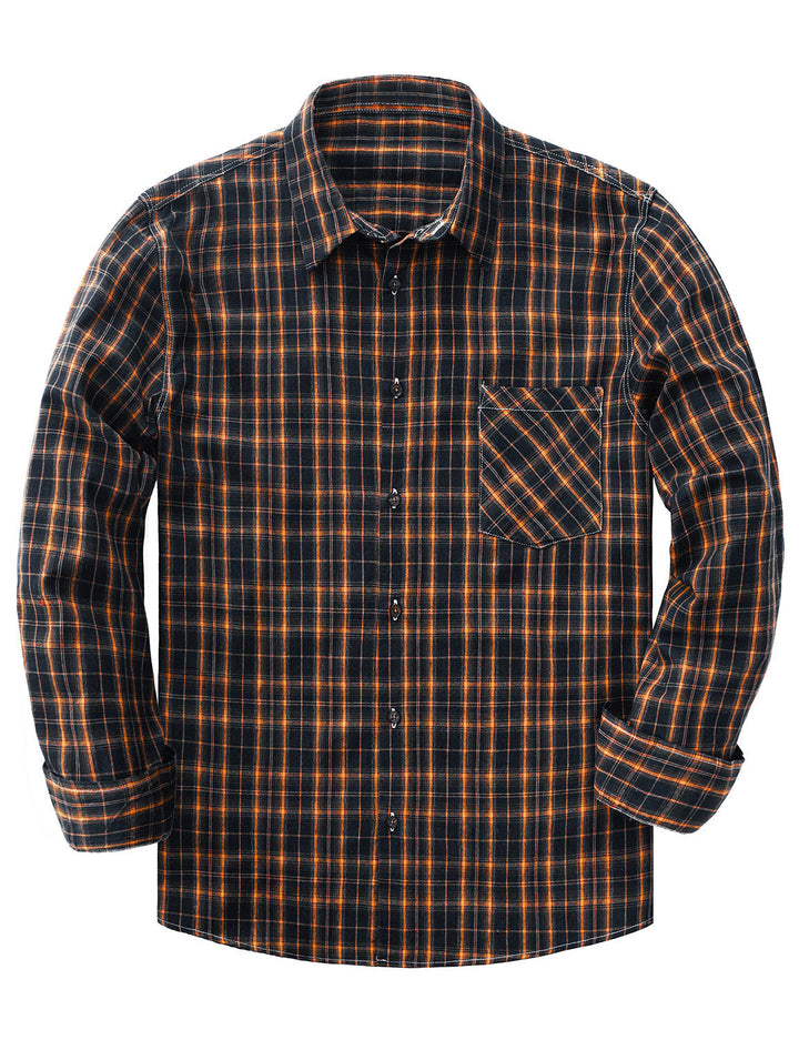 Chemise à manches longues décontractée à carreaux rétro pour hommes