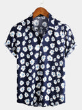 chemise d'homme en pur coton à imprimé style de vacances hawaïennes