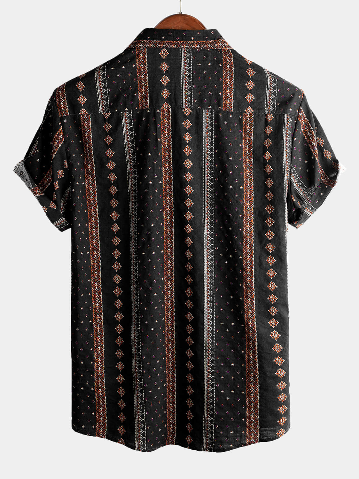 Chemise à Manches Courtes Western Vintage des Années 70 avec Imprimé Rayé Noir pour Homme