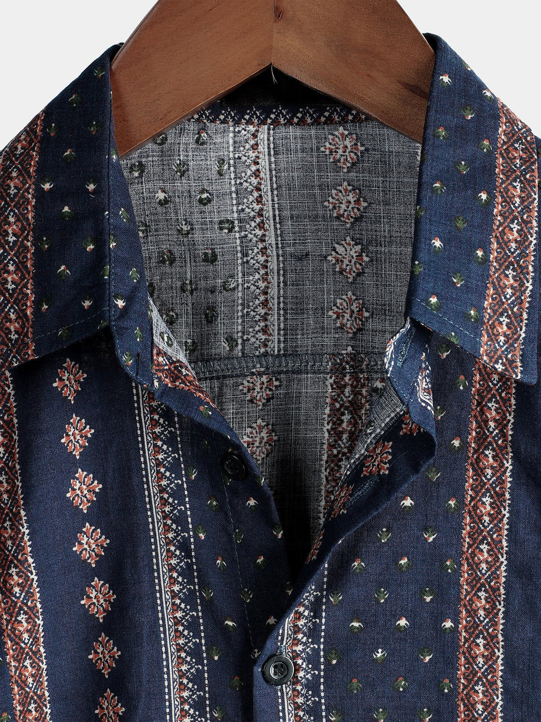 Chemises rétro en coton à manches courtes pour hommes