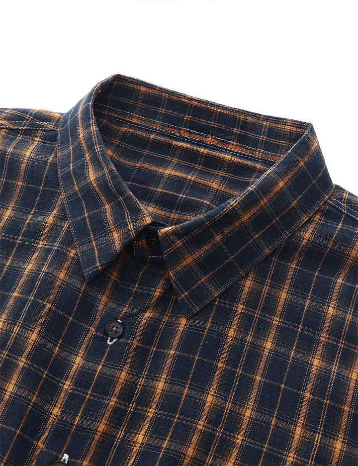 Chemise à manches longues décontractée à carreaux rétro pour hommes