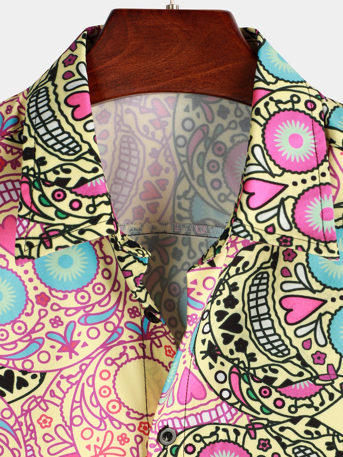 Chemise à Manches Courtes Amusante avec Crâne Rose pour Homme