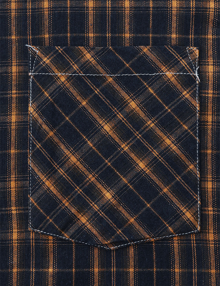 Chemise à manches longues décontractée à carreaux rétro pour hommes