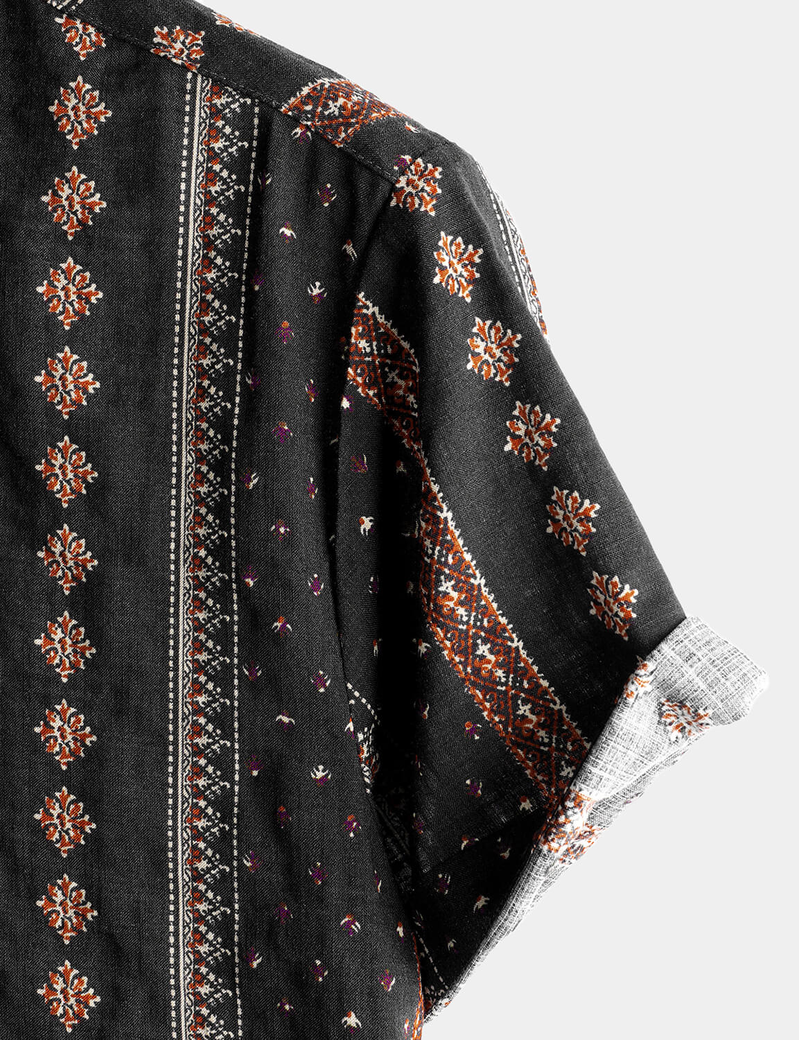 Chemise western à manches courtes vintage des années 70 à imprimé rayé noir rétro pour homme