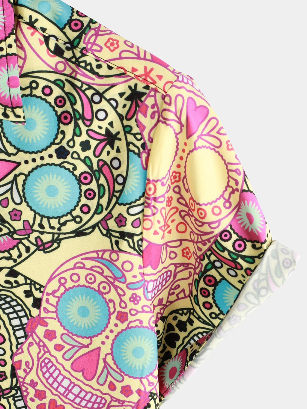 Chemise à Manches Courtes Amusante avec Crâne Rose pour Homme
