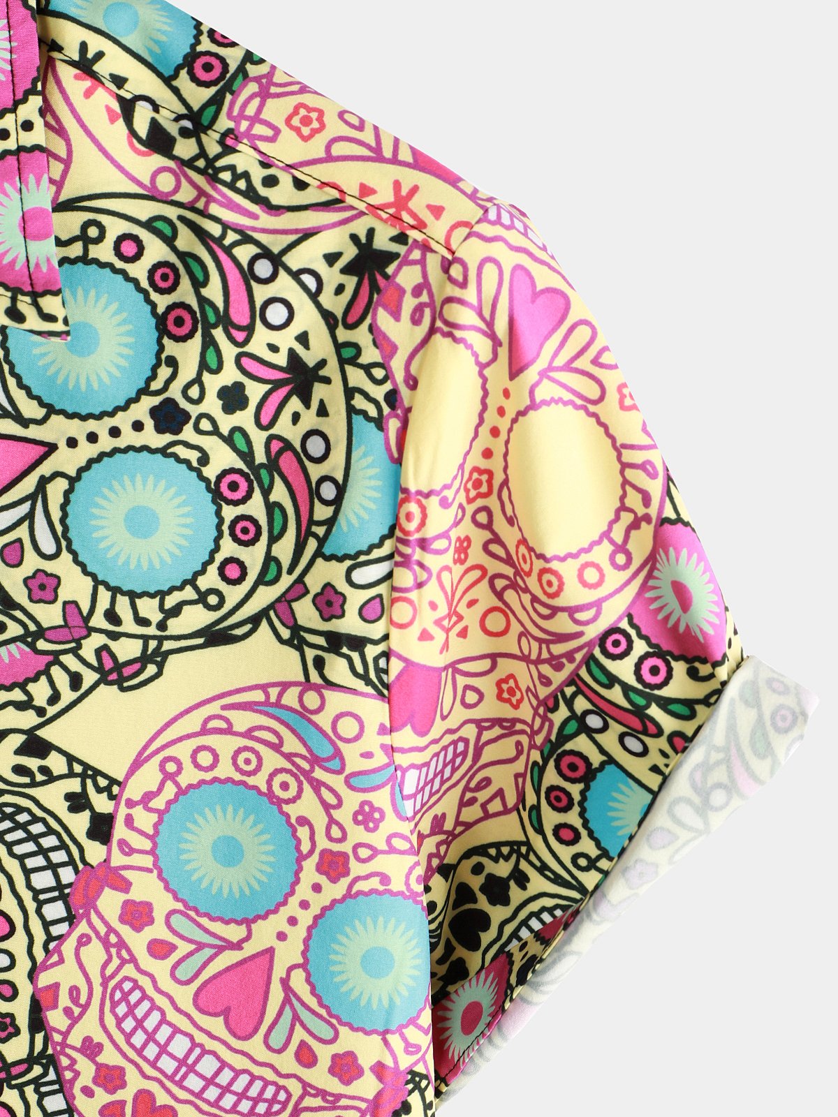 Chemise à Manches Courtes Amusante avec Crâne Rose pour Homme