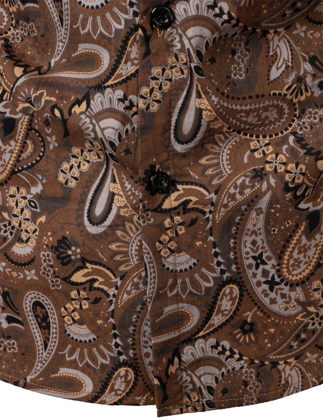 Chemise à manches longues en coton respirant marron à imprimé cachemire rétro pour homme