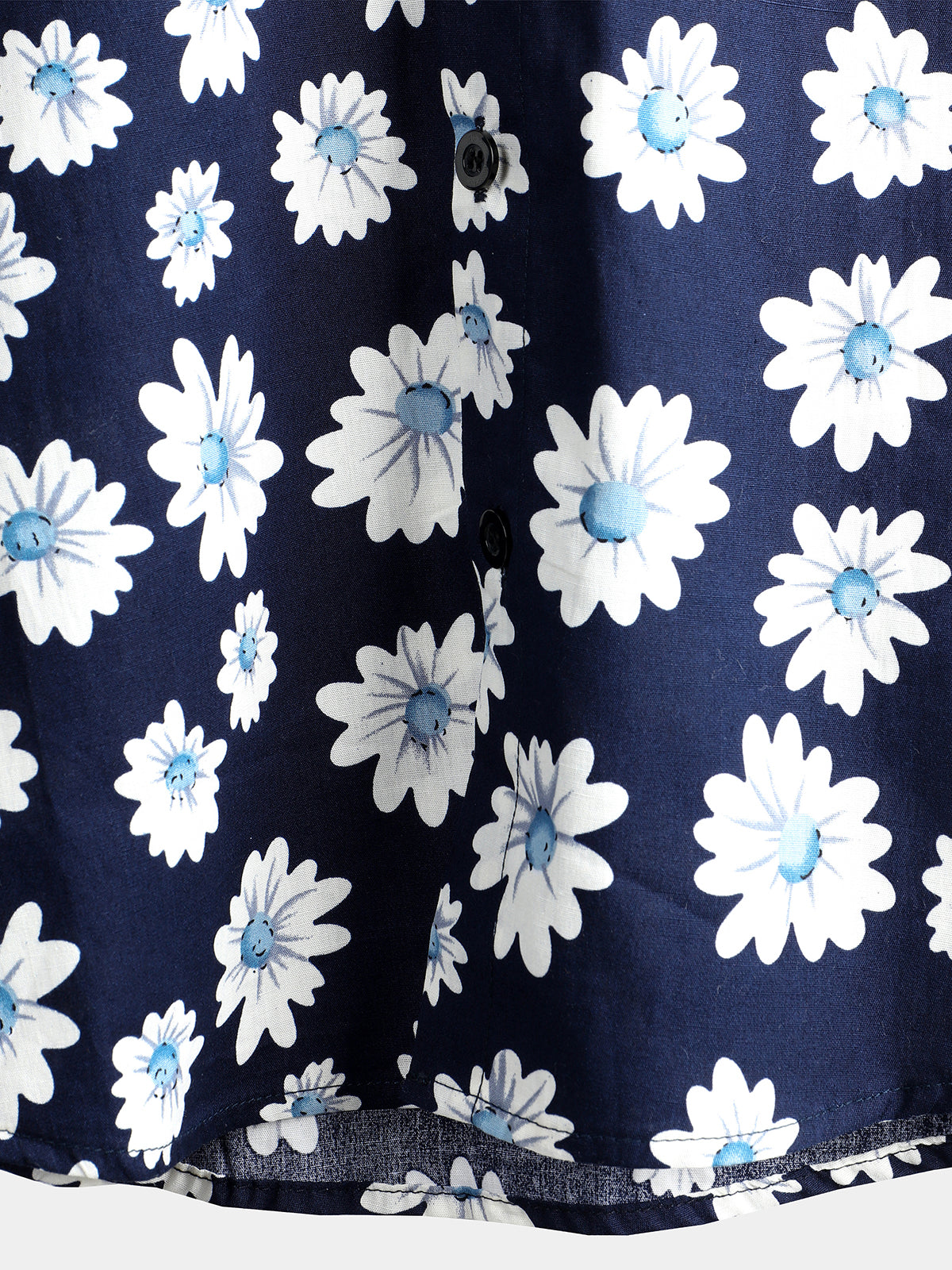 Chemise Hawaïenne à Manches Courtes pour Homme en Bleu Marine avec des Marguerites