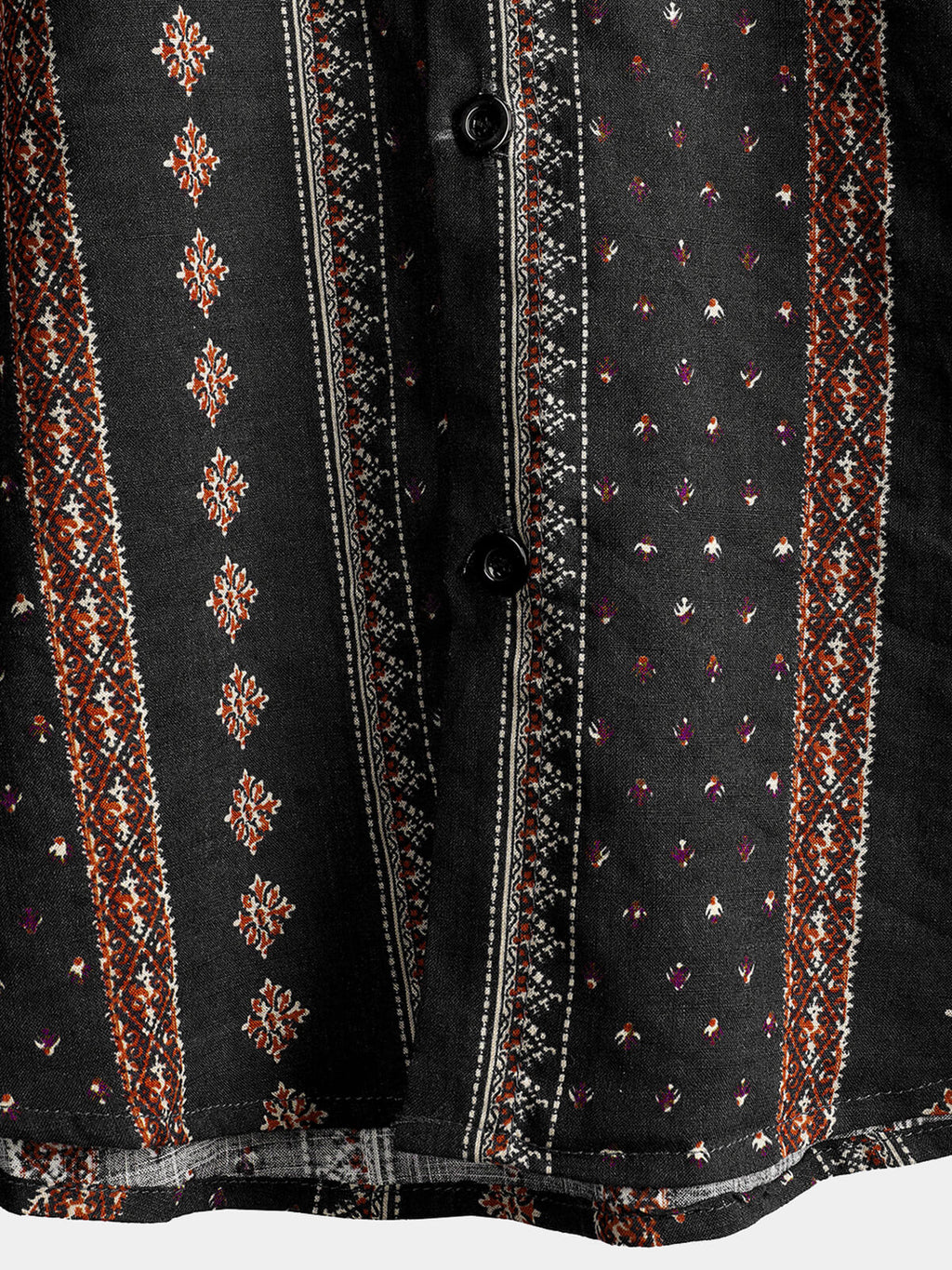 Chemise western à manches courtes vintage des années 70 à imprimé rayé noir rétro pour homme