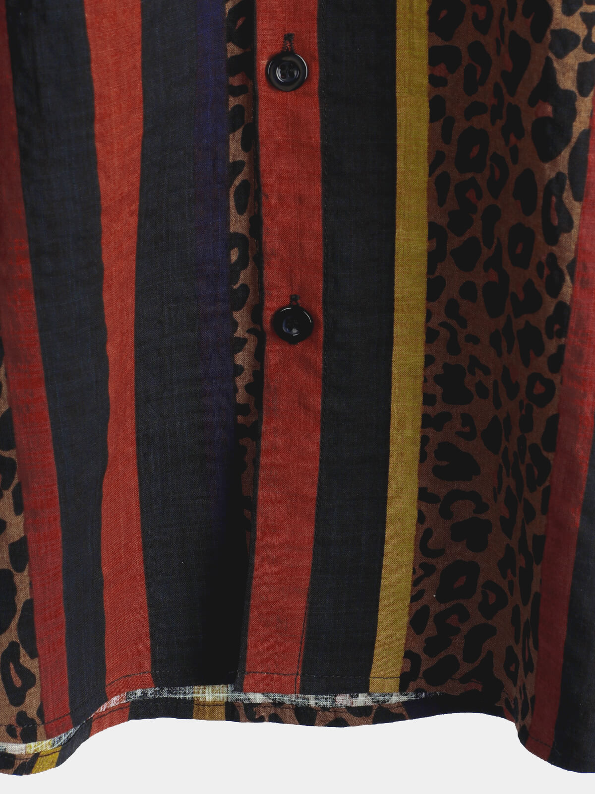 Chemise boutonnée à manches courtes pour hommes à rayures verticales vintage léopard