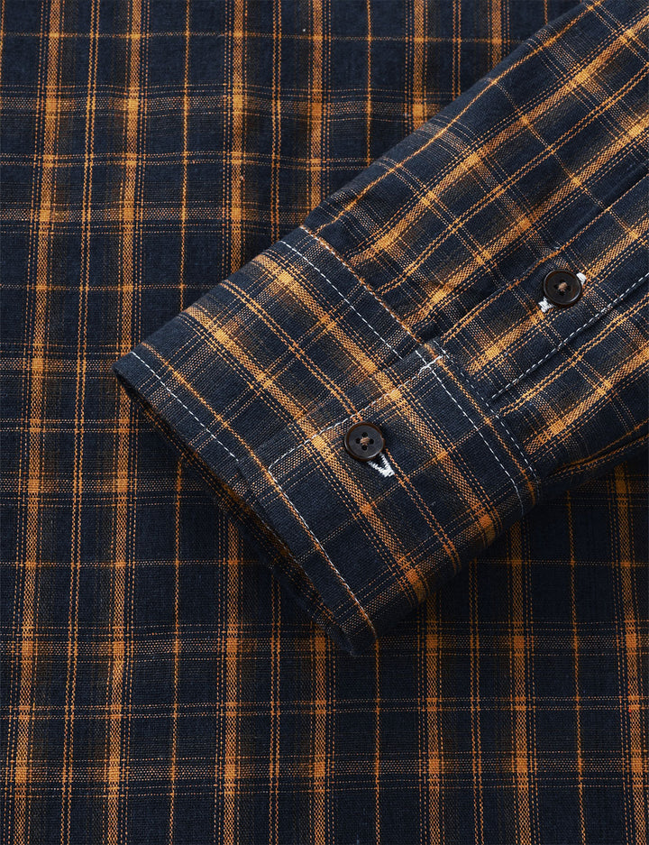 Chemise à manches longues décontractée à carreaux rétro pour hommes