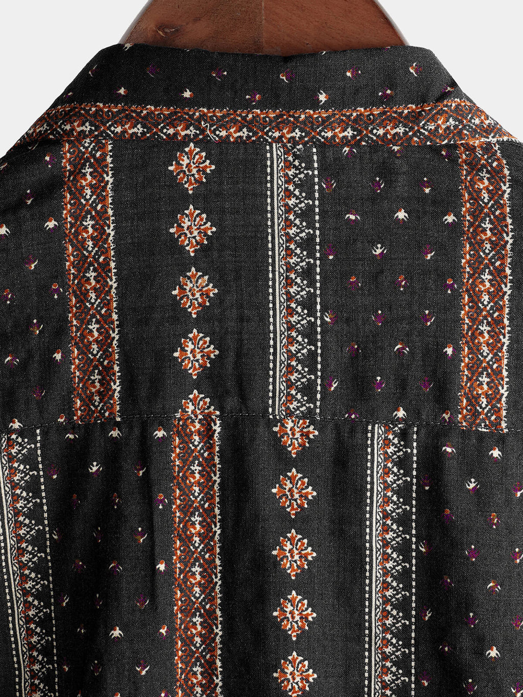 Chemise western à manches courtes vintage des années 70 à imprimé rayé noir rétro pour homme