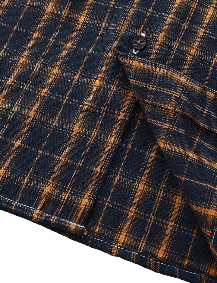 Chemise à manches longues décontractée à carreaux rétro pour hommes