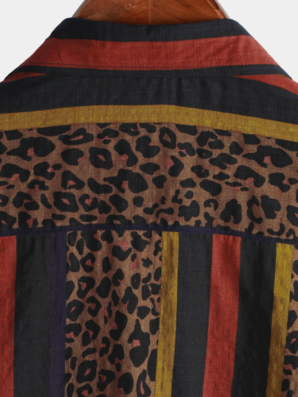 Chemise pour Homme à Rayures Verticales Léopard Vintage à Manches Courtes pour Vacances d'Été
