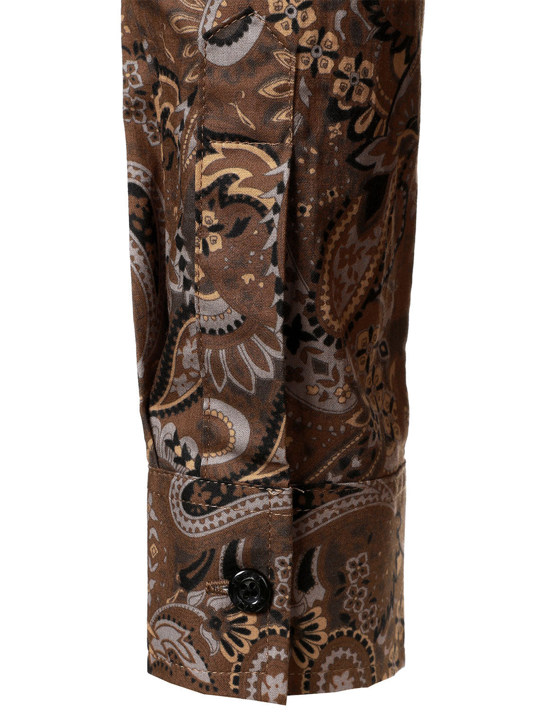 Chemise à manches longues en coton respirant marron à imprimé cachemire rétro pour homme