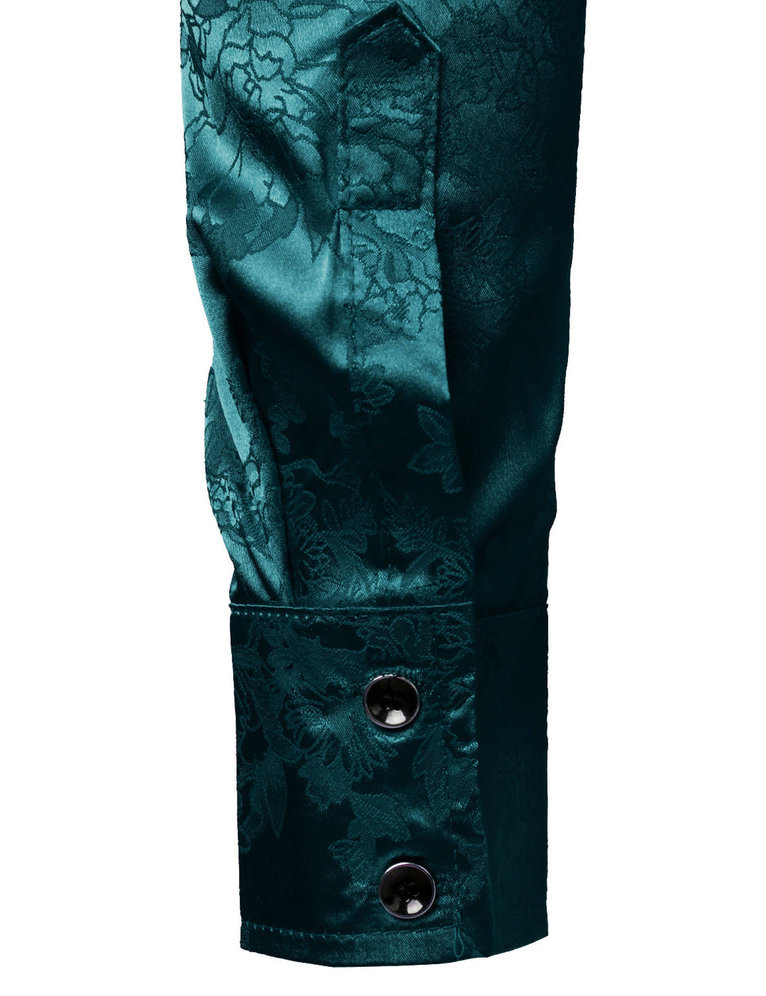 Chemise boutonnée décontractée à manches longues en satin brillant et jacquard floral pour homme