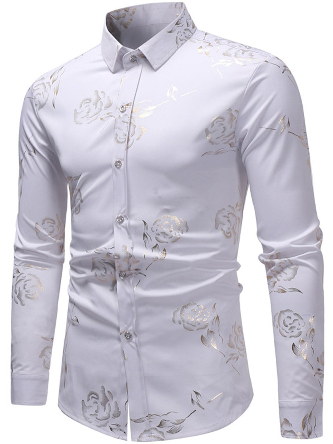 Chemise imprimée de motifs floraux brillant métallisé homme