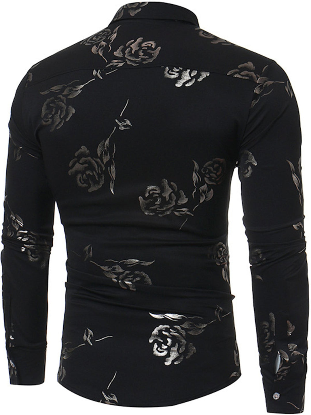 Chemise imprimée de motifs floraux brillant métallisé homme