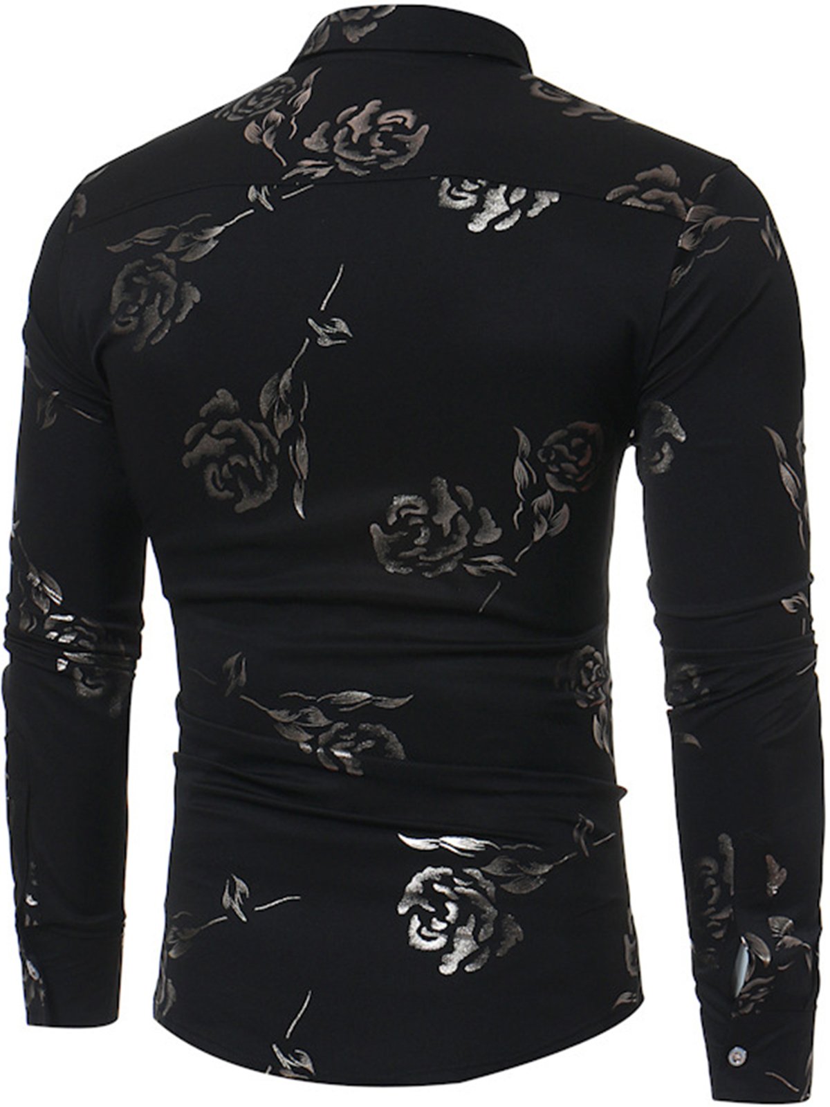 Chemise imprimée de motifs floraux brillant métallisé homme