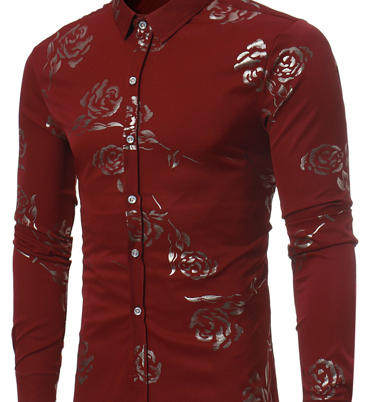 Chemise imprimée de motifs floraux brillant métallisé homme