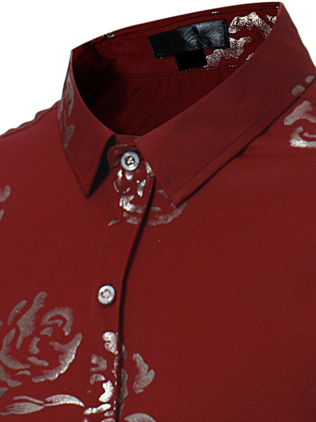 Chemise imprimée de motifs floraux brillant métallisé homme