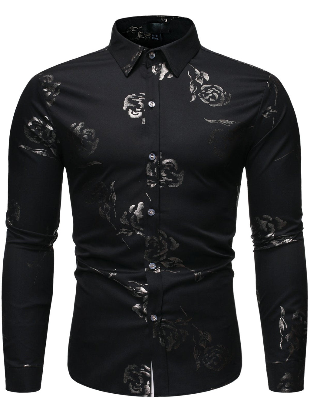 Chemise imprimée de motifs floraux brillant métallisé homme