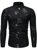 Chemise imprimée de motifs floraux brillant métallisé homme