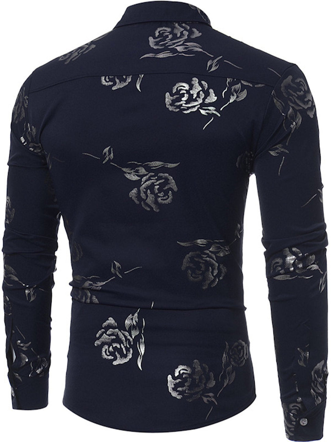 Chemise imprimée de motifs floraux brillant métallisé homme