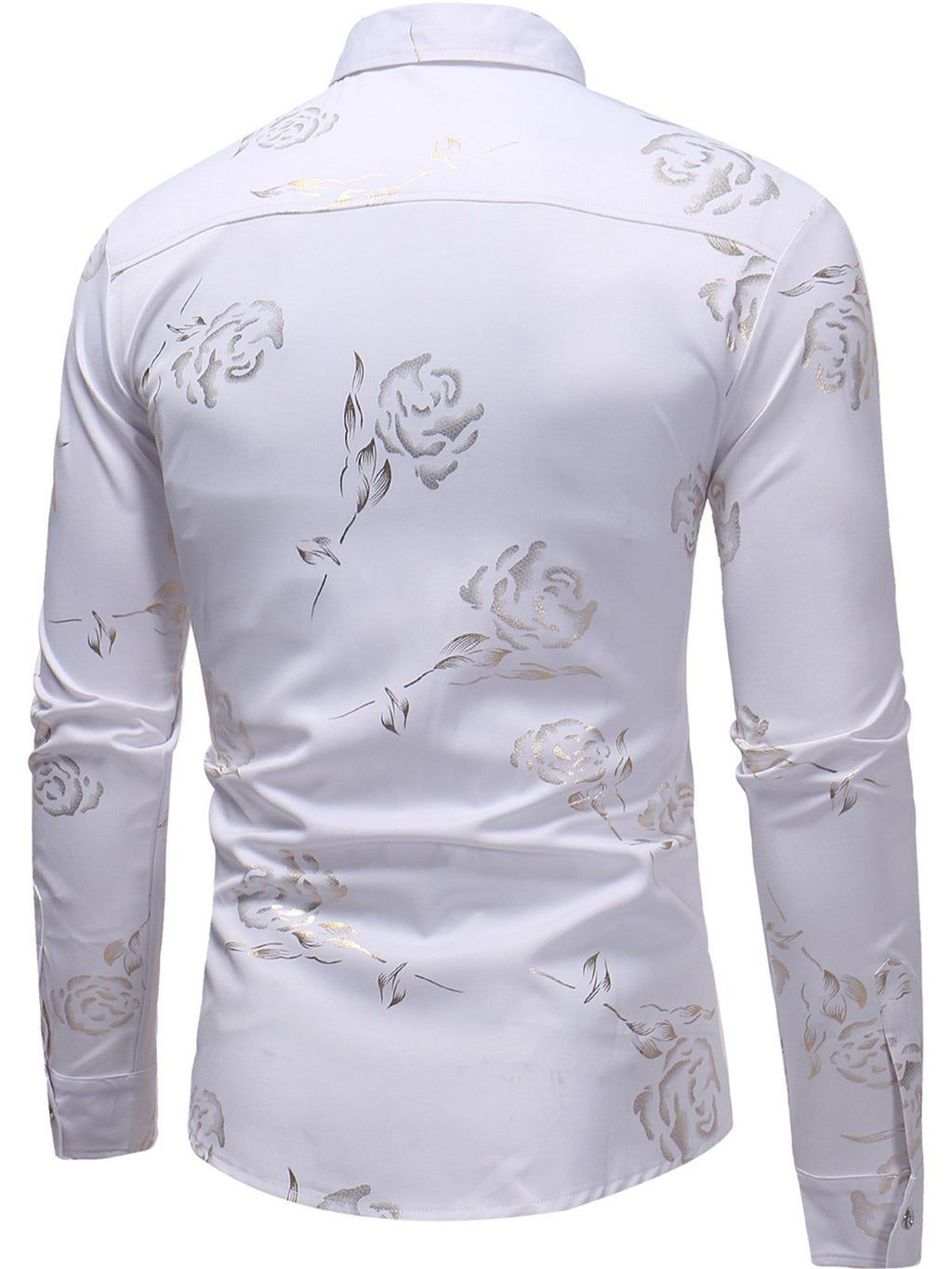 Chemise imprimée de motifs floraux brillant métallisé homme