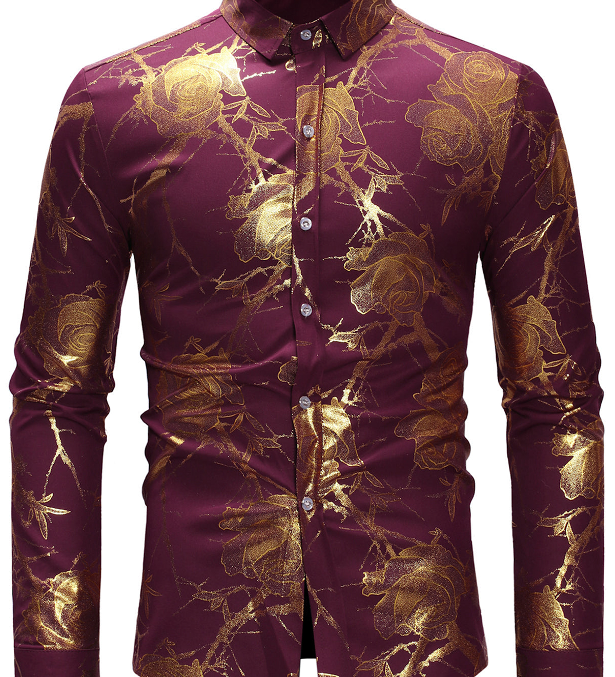 Chemise à manches longues à imprimé floral pour hommes