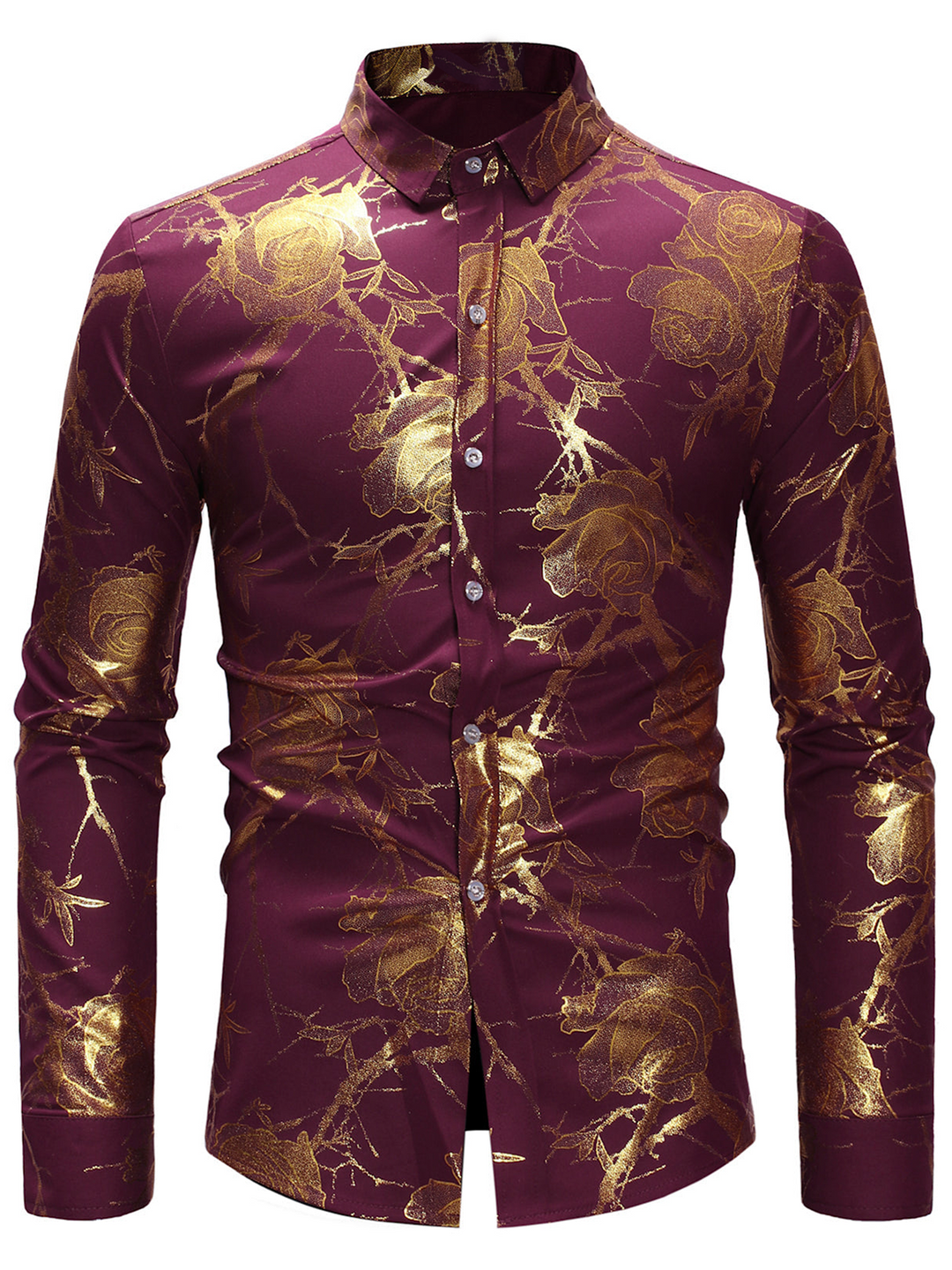 Chemise à manches longues à imprimé floral pour hommes