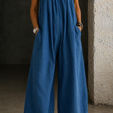 Monica | Combinaison en denim à jambes larges