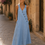 Vera | Robe longue en denim avec boutons