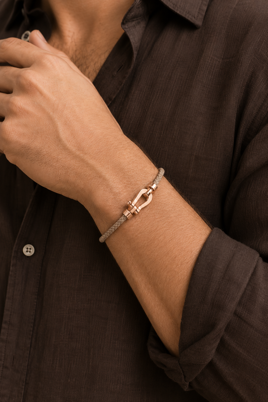 Bracelet Aurelio Marron Clair / Or Rose