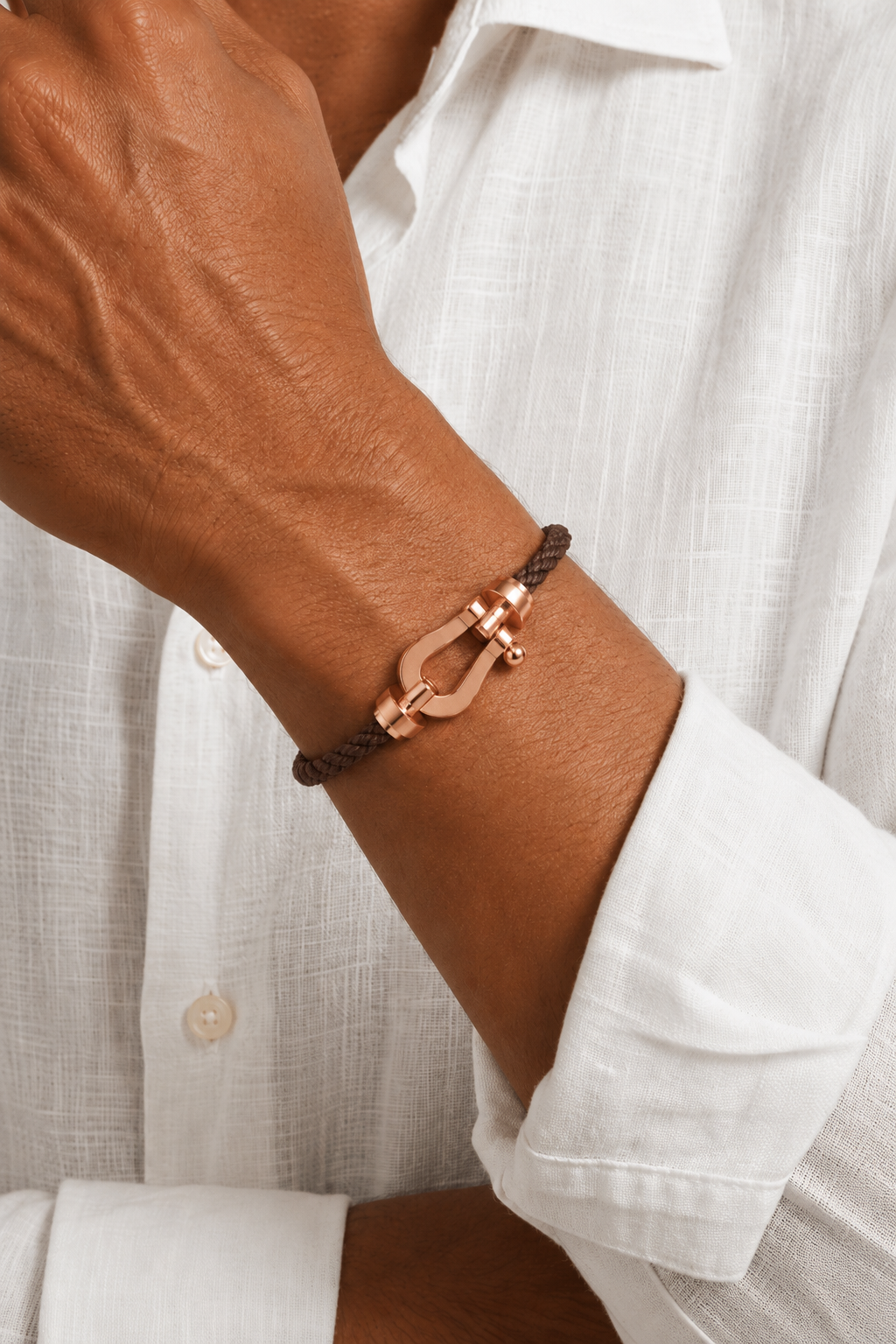 Bracelet Aurelio Marron Foncé / Or Rose
