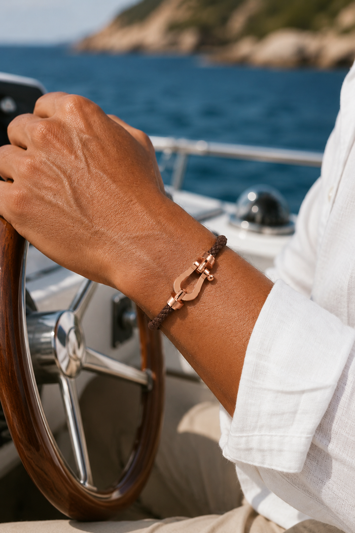 Bracelet Aurelio Marron Foncé / Or Rose
