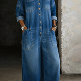 Sophia | Salopette en denim avec épaules dénudées